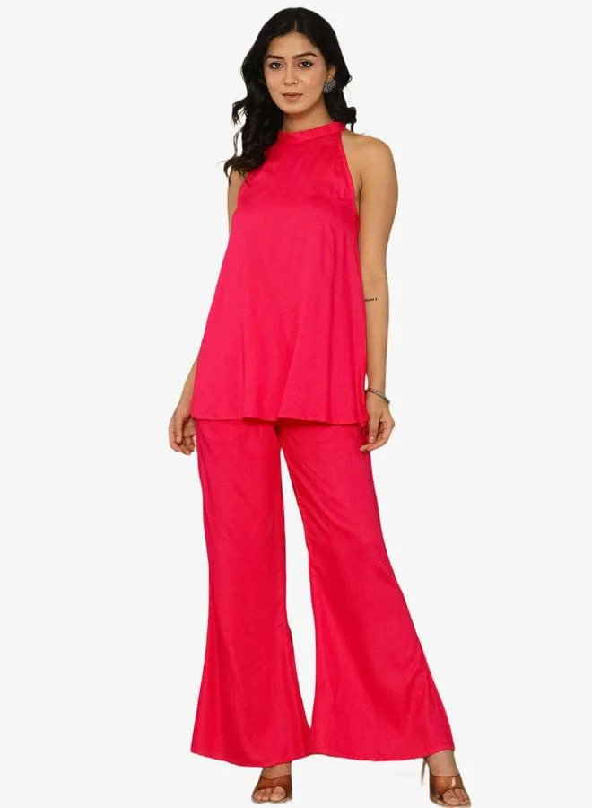 KASYA Fuchsia Pink Sleeveless Halter-Neck Co-Ord Set